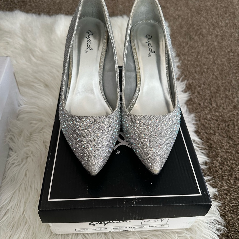 Sparkling Silver High Heel Pumps worn once